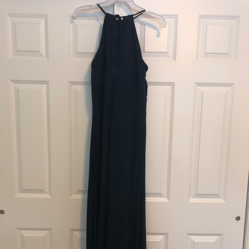 Bill Levkoff Navy Floor Length Dress